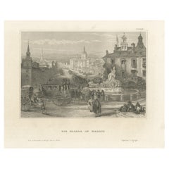 Antique Print of the Calle De Alcalá, Madrid, Spain