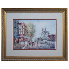 Paul Renard French Impressionist Paris Cityscape Street Scene Print 30"