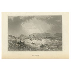 Gravure ancienne du Cap Horn, archipel de la Terre de Feu au sud du Chili