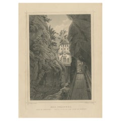 Antique Print of Bad Pfäfers, Switzerland