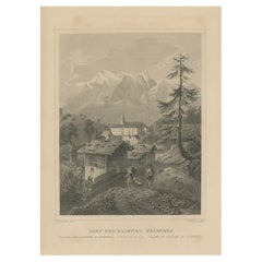 Antiker Druck des Dorfes und Klosters Pfäfers, Schweiz