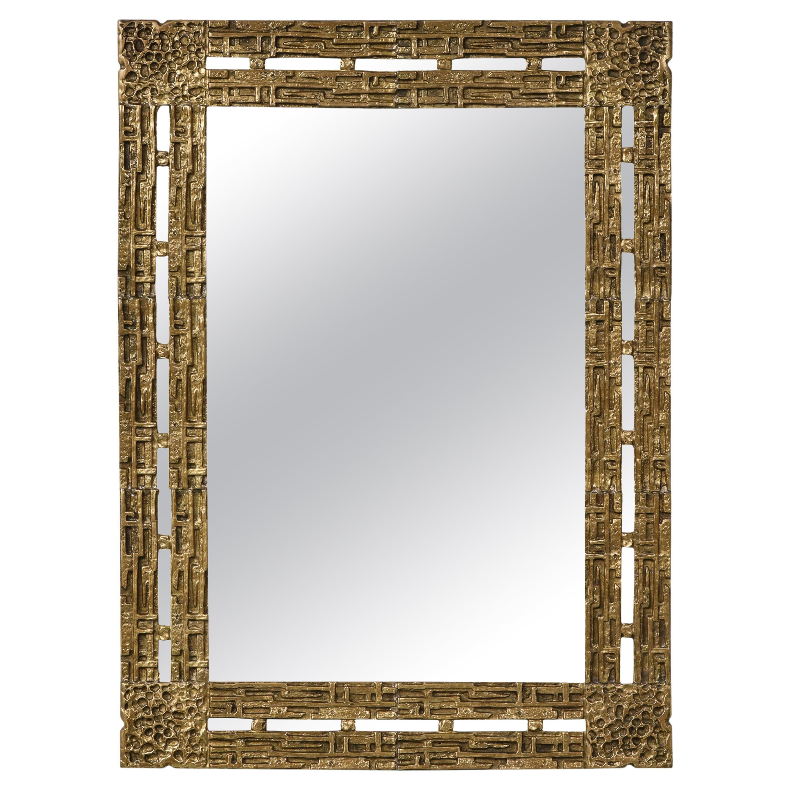 Mid century Brutalist Mirror For Sale