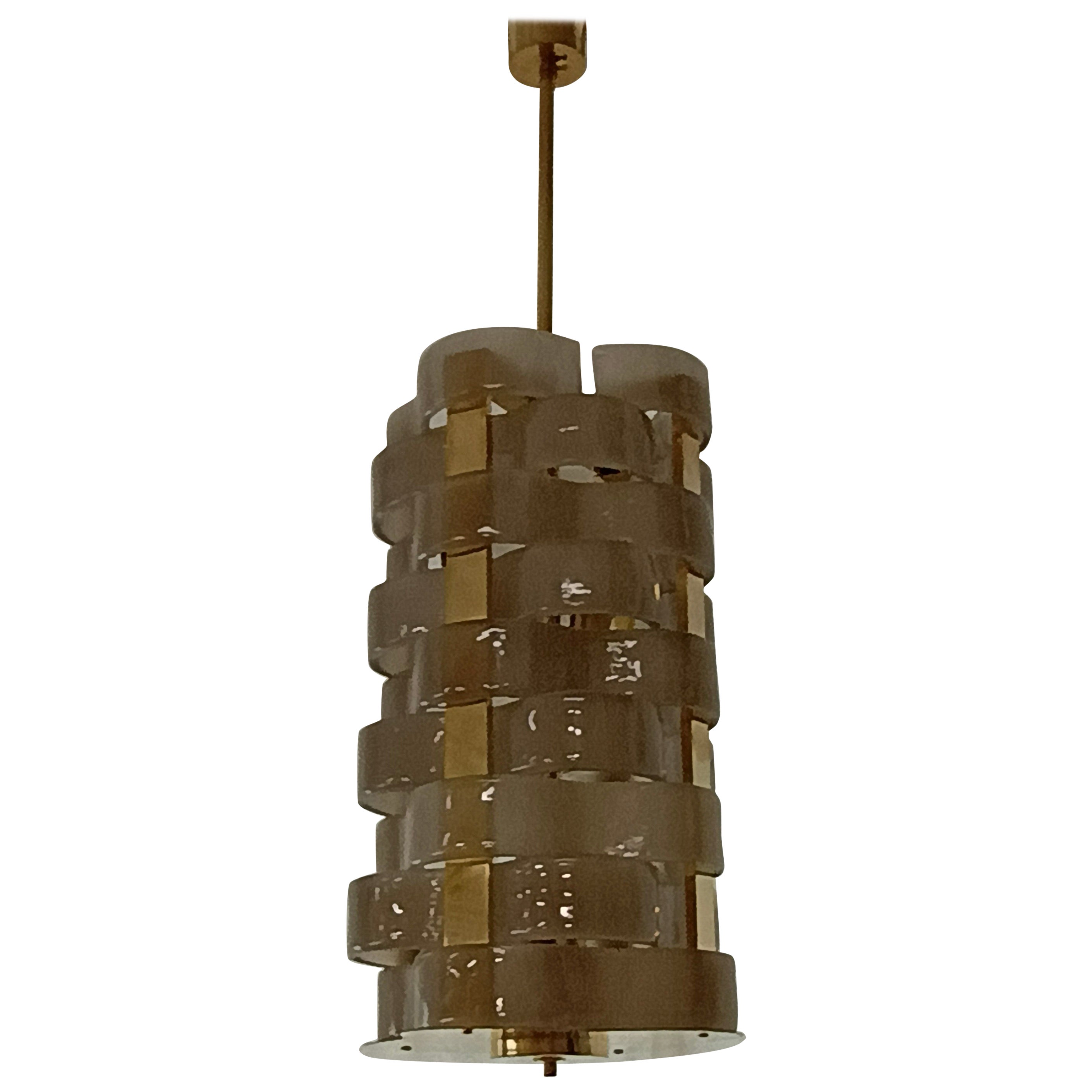 Murano Glass and Brass Mid-Century Chandelier, 2000