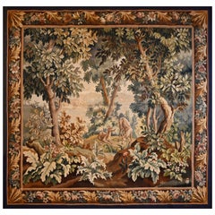 "Pretty Tapestry Greenery of Aubusson Signed and Monogrammed - N° 1325
