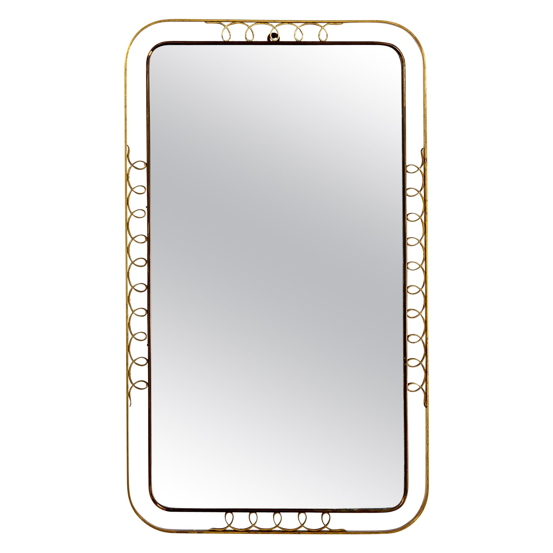 20th Century Gio Ponti Wall Mirror with Brass Frame for Luigi Fontana, 1930s For Sale