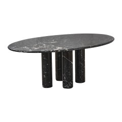 20th Century Mario Bellini Black and White Oval Marble Table, 70s