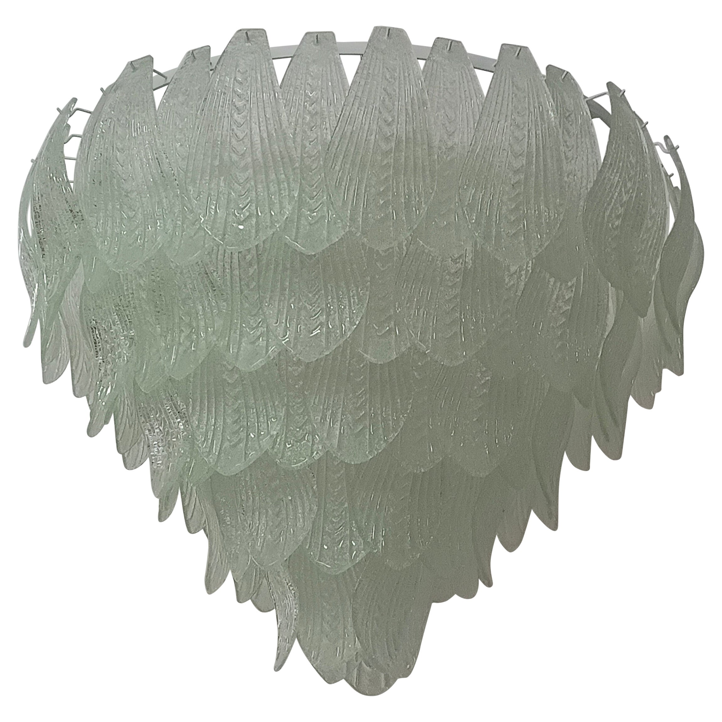 Murano "Scavo" Glass Round Teal Color Italian Chandelier, 2000
