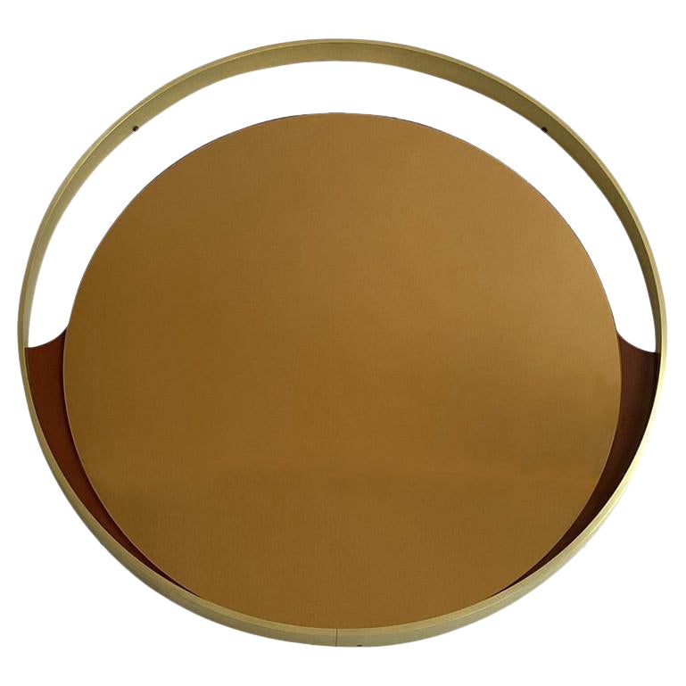 Minimalist Tinted Bronze Round Mirror by Rimadesio Italy 1970s For Sale