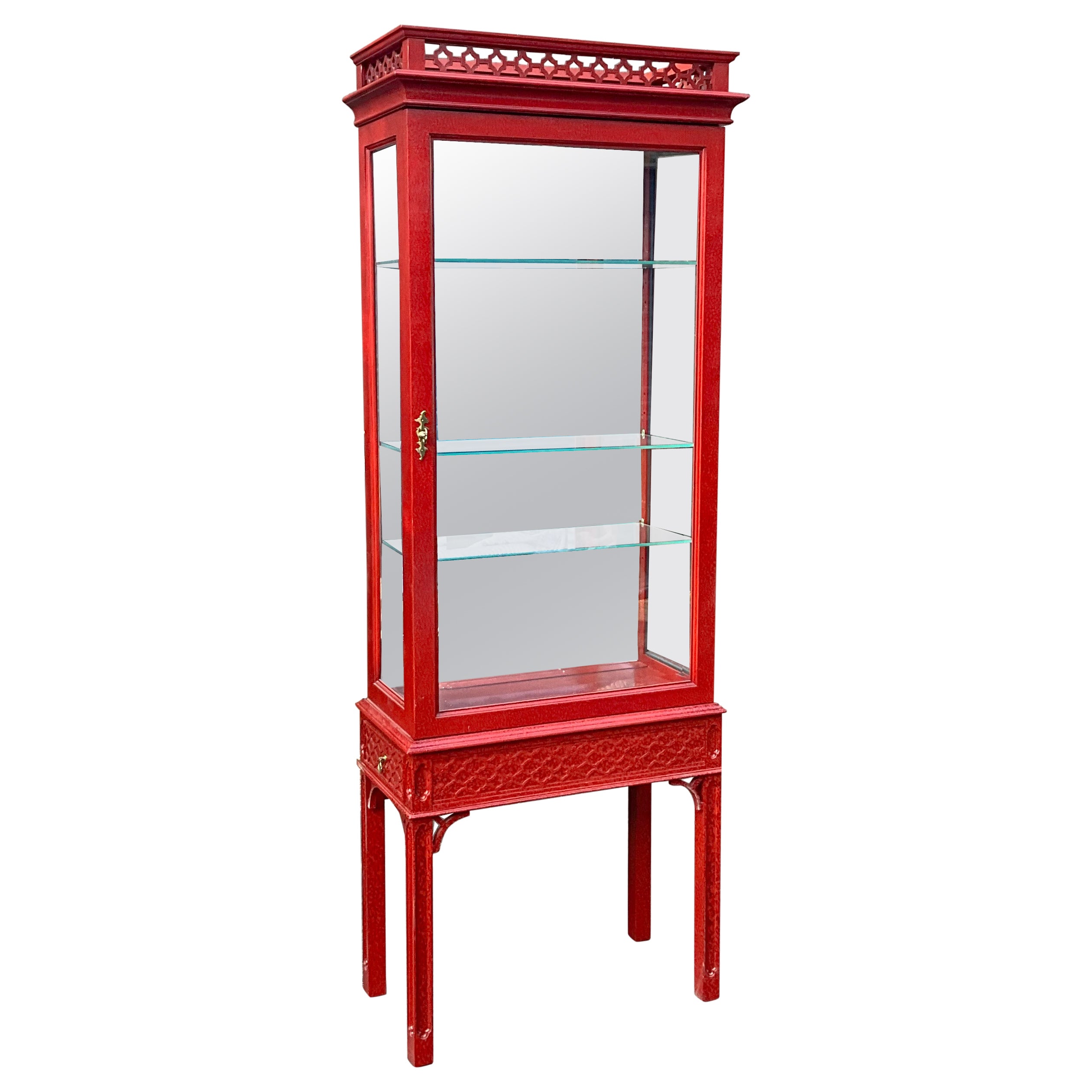 Chinese Chippendale Syle Mirrored Vitrine / Cabinet / Curio By Century Furniture For Sale