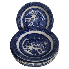 Antique Set of Six Blue Willow Bowls