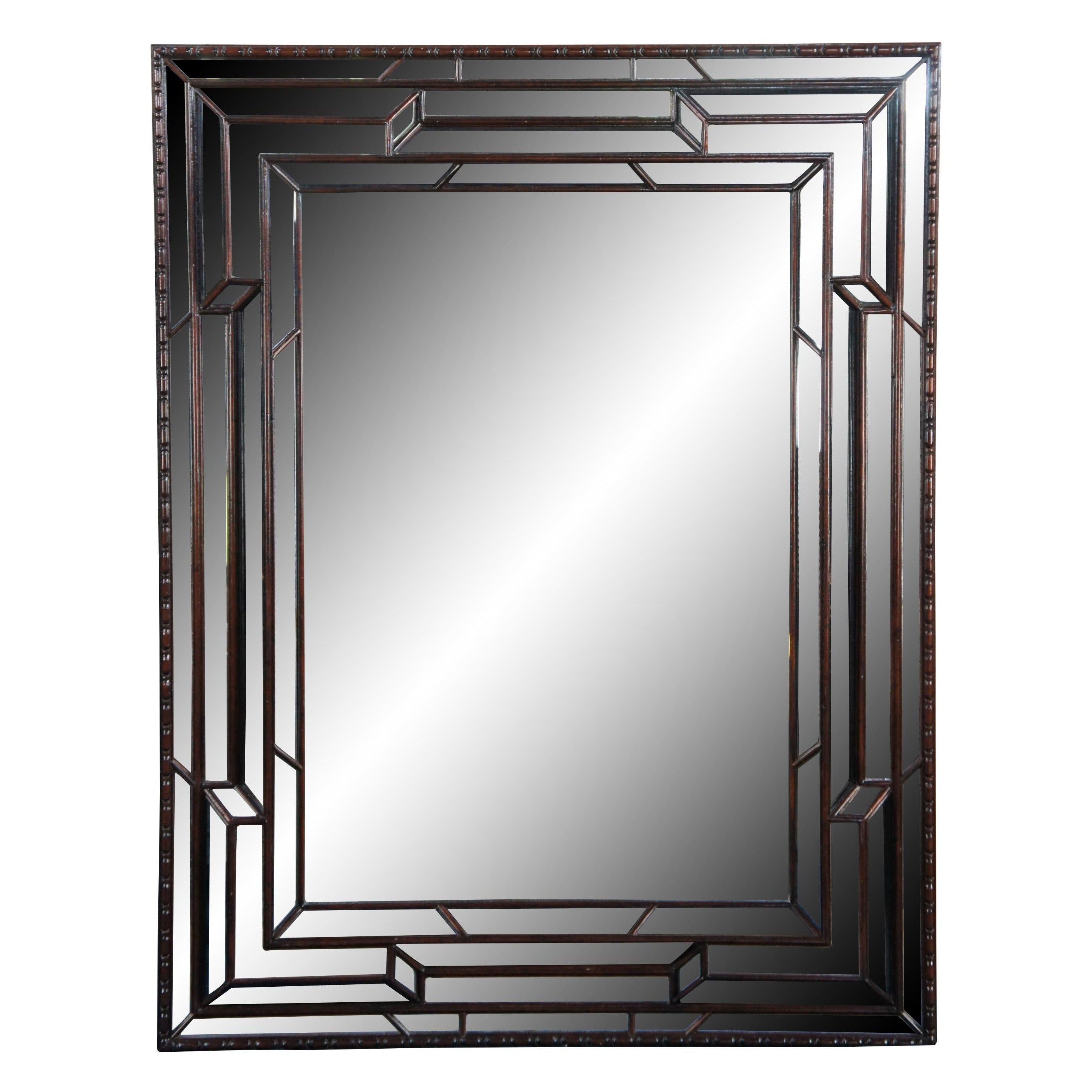 Theodore Alexander Venetian Art Deco Geometric Mahogany Pavlovsk Mirror For Sale