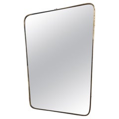 Gio Ponti attributed Italian Mid Century Brass Frame Mirror 1950s