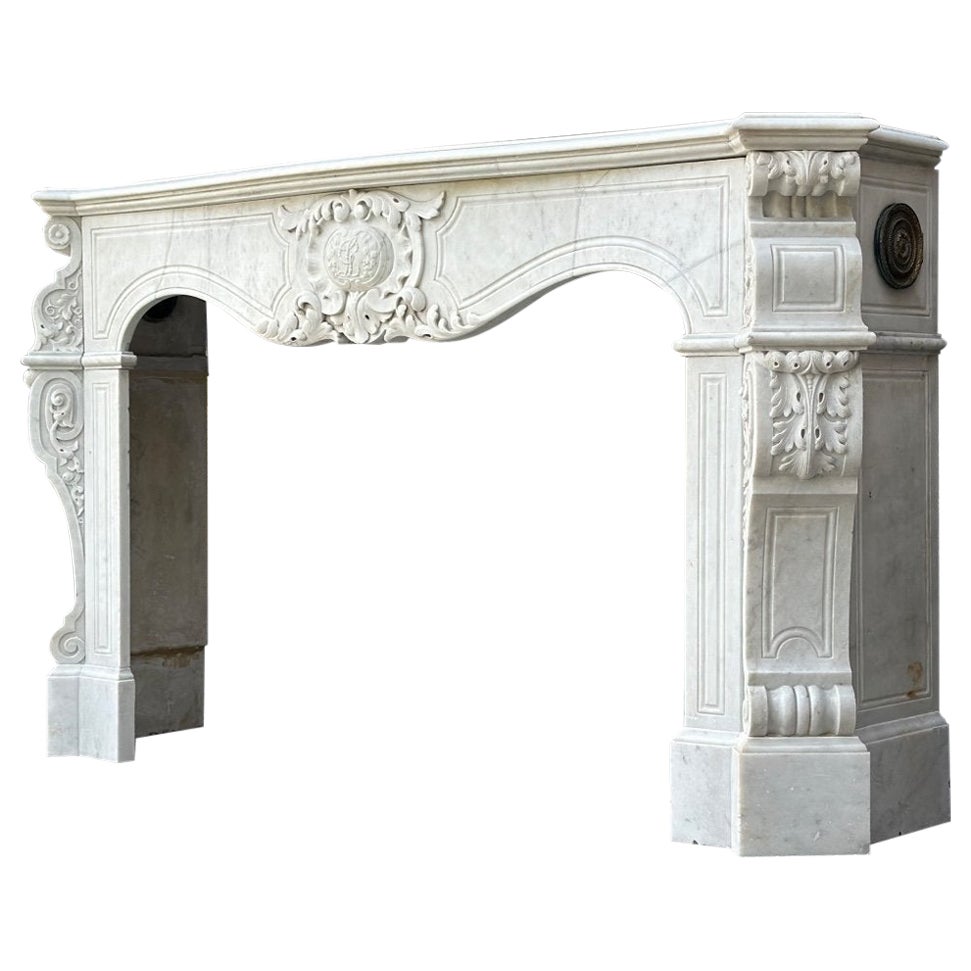 Napoleon III Fireplace in Carrara Marble, circa 1880