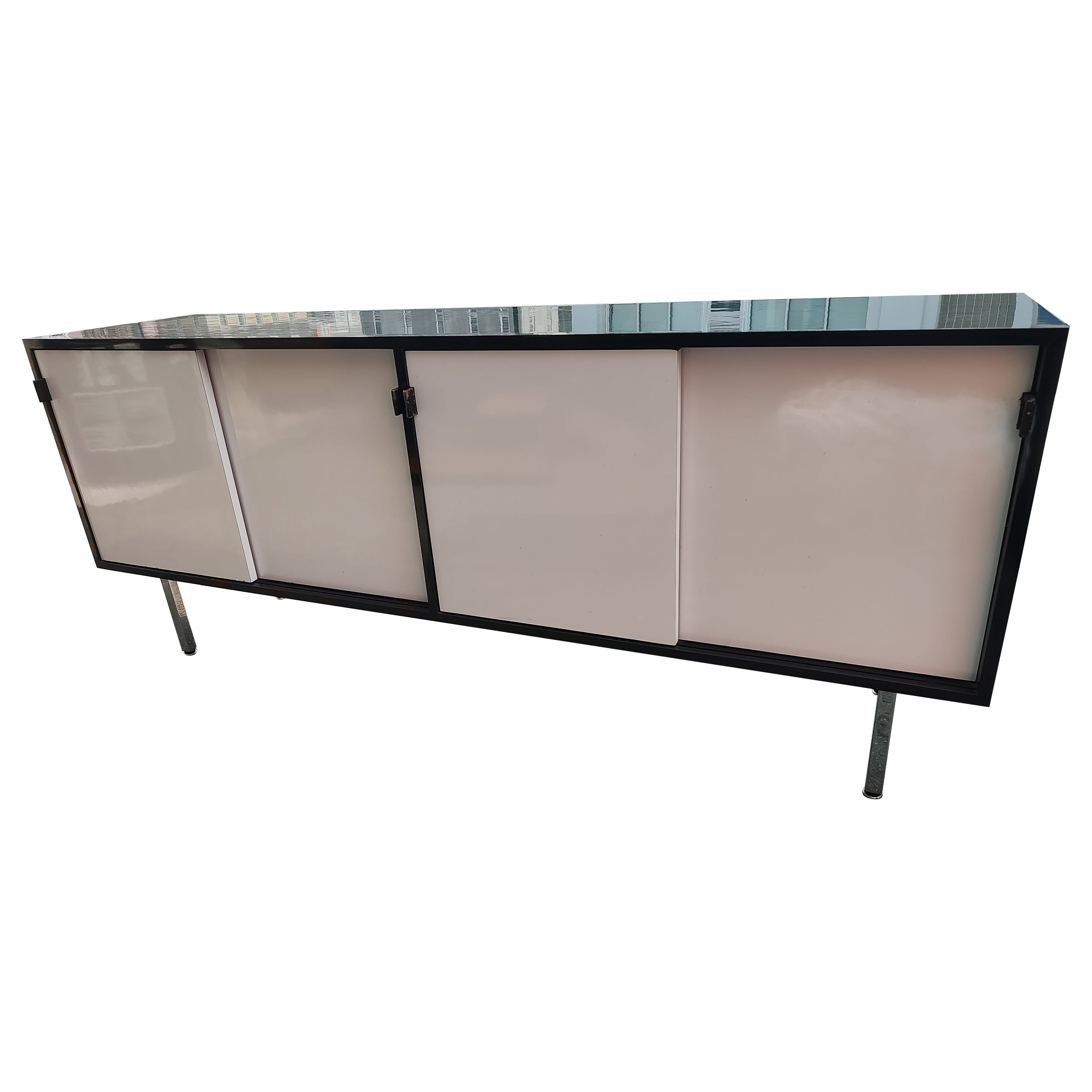 MidCentury Modern Early Knoll Credenza in Black and White Laminate Oak