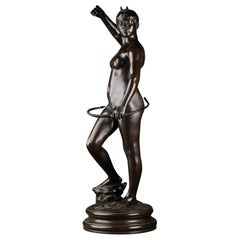 Alexandre Falguiere '1831-1900' : "Diane Chasseresse", Bronze Patiné Fin Xixè S
