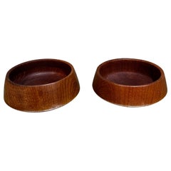 Retro 1960s Pair of Teak Wood Bowls After Dansk Designs Jens Quistgaard