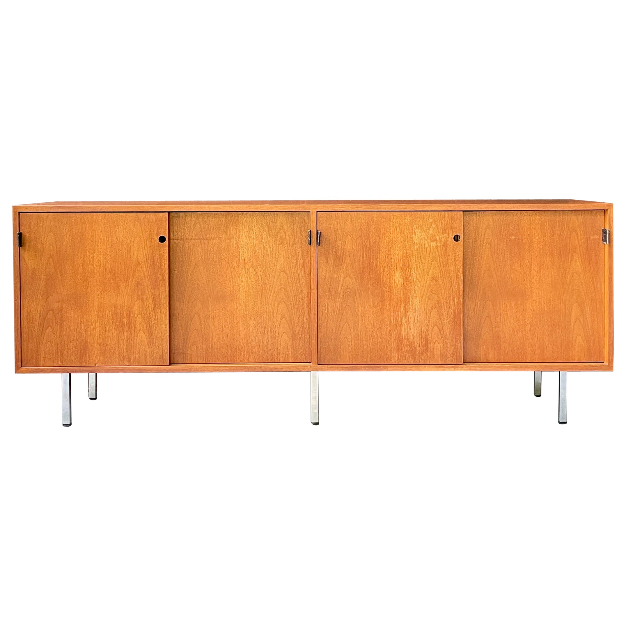 1970s Florence Knoll Walnut Credenza Cabinet Vintage American Modern
