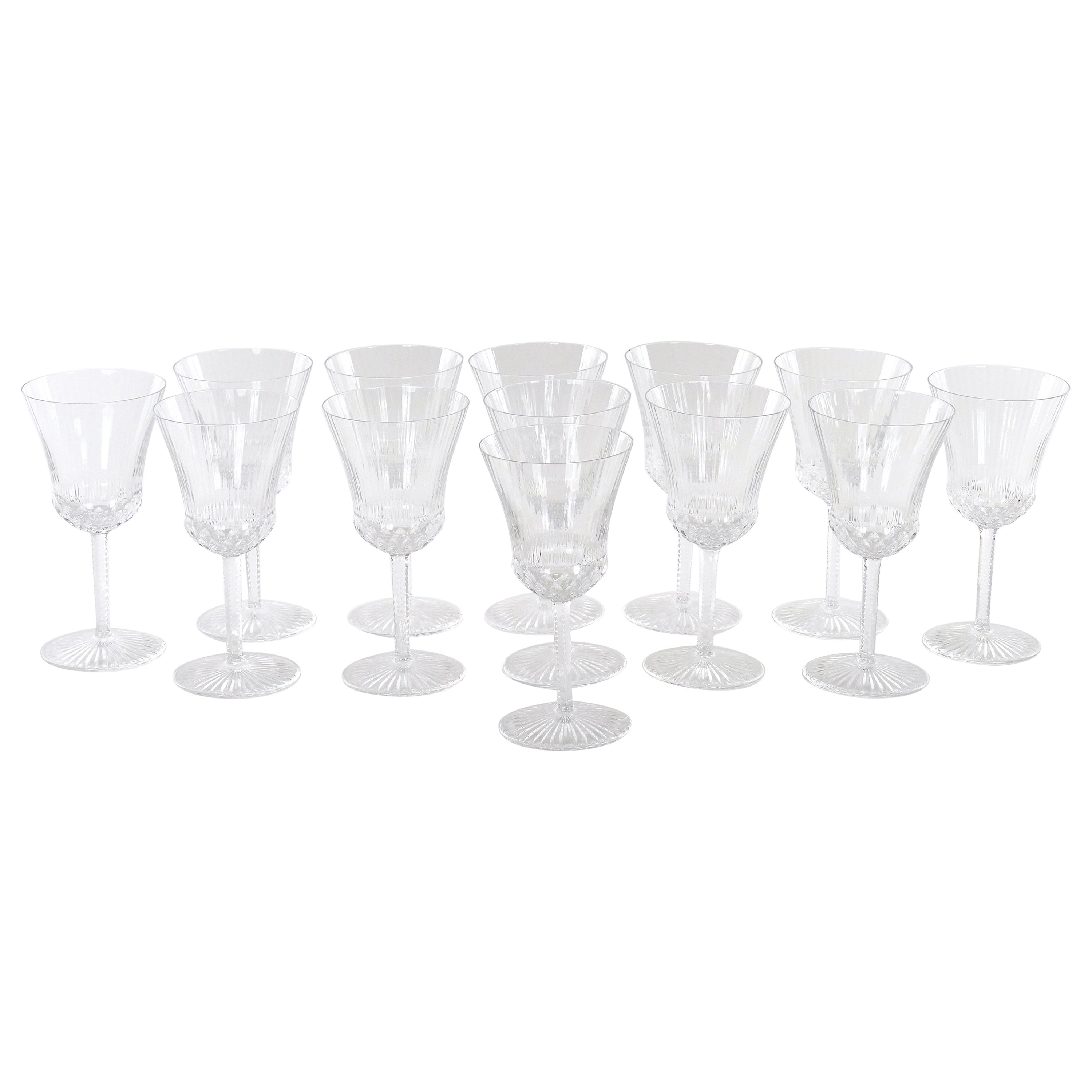  French Saint Louis Crystal Water / Wine Glass Service / 13 People For Sale