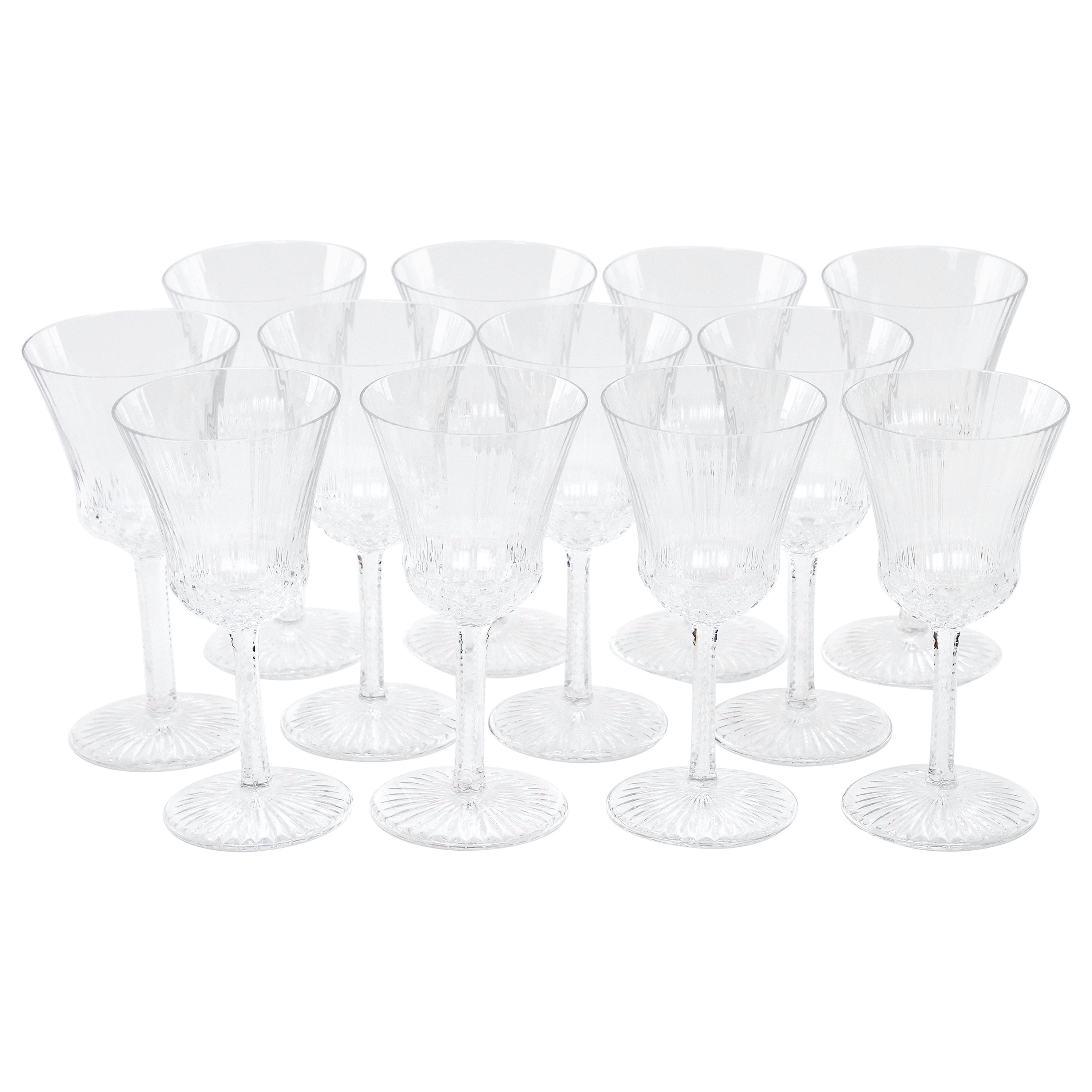 French Saint Louis Crystal Water / Wine Glass Service / 12 People