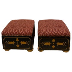 Antique Pair of English Aesthetic Footstools