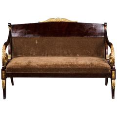 Antique Settee, Mahogany, Empire Period, Russia 