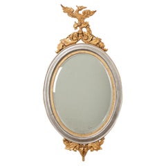 Antique French 19th Century Silver & Gold Gilt Oval Mirror