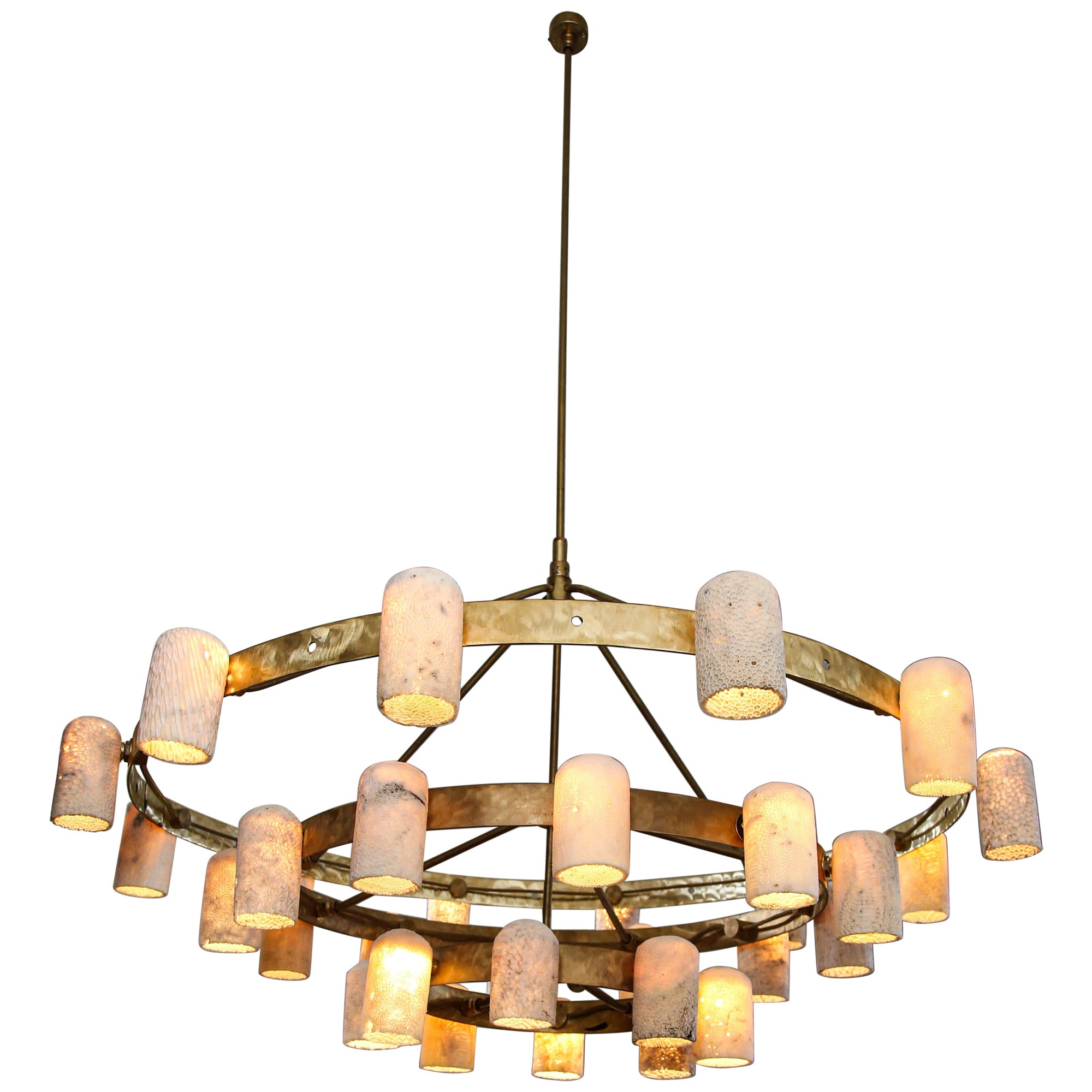 Fossil Coral Chandelier, Hand Crafted and Ethically Sourced For Sale