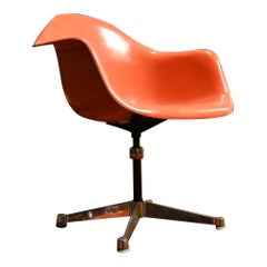 Vintage Midcentury Charles Eames by Herman Miller Orange Fiberglass Shell Chair