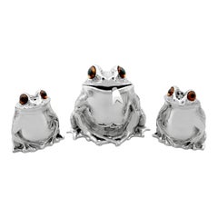 Vintage Sterling Silver Frog Condiment Set