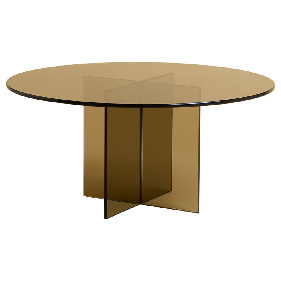 Table basse en verre bronze, fabriquée en Italie en vente