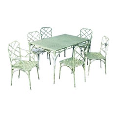 "Calcutta" Faux Bamboo Outdoor Dining Set by Hall Bradley for Brown Jordan, Usa 