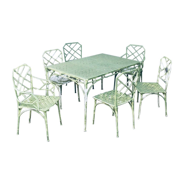 Calcutta" Faux Bamboo Outdoor Dining Set by Hall Bradley for Brown Jordan,  Usa For Sale at 1stDibs