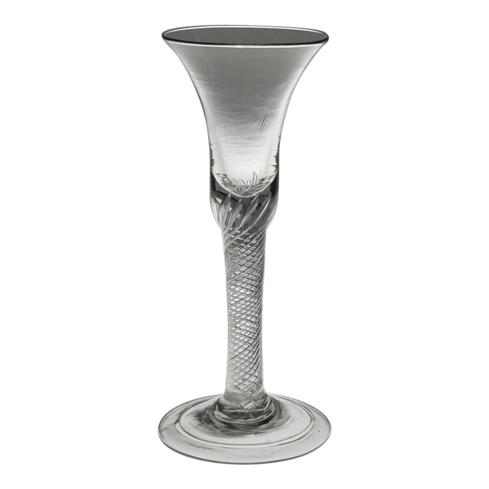 Georgian Multi Spiral Air Twist Wine Glass with Folded Foot, circa 1745 For Sale