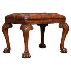 Antique Leather Upholstered Stool