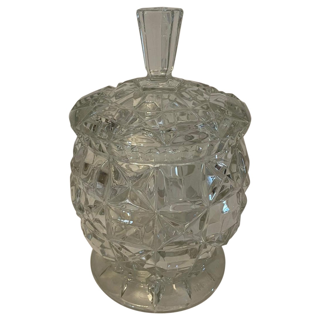  Antikes edwardianisches Biskuitfass aus geschliffenem Glas 