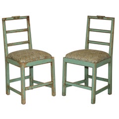 Pair of Antique Original Paint French Country Chairs Inc Liberty's London Fabric