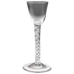 Verre à vin à pied torsadé en forme d'air à double série, vers 1750