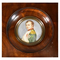 Antique Miniature Portrait Painting of Napoleon Signed by Prévost