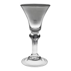 Antique Baluster Wine Glass with Domed Foot, c1725