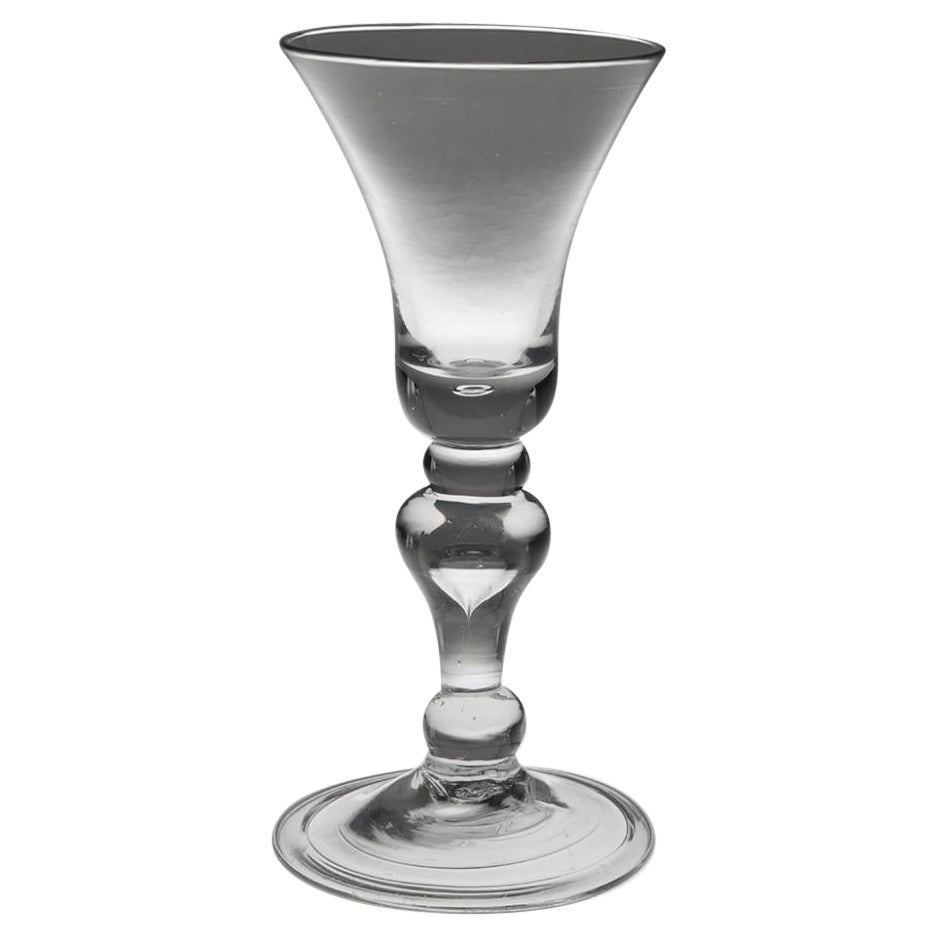 Fine Triple Knopped Baluster Wine Glass, circa 1725 For Sale