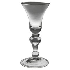 Antique Fine Triple Knopped Baluster Wine Glass, circa 1725