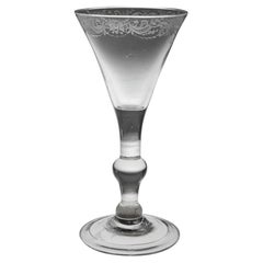 Antique An Early Rococo Engraved Balustroid Wine Glass, c1730-40