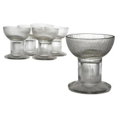 Set of 6 Rene Lalique Wingen Pattern Liqueur Glasses, Designed 1926