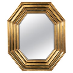 Retro Hollywood Regency Style Octoganonal Gilt Wall Mirror
