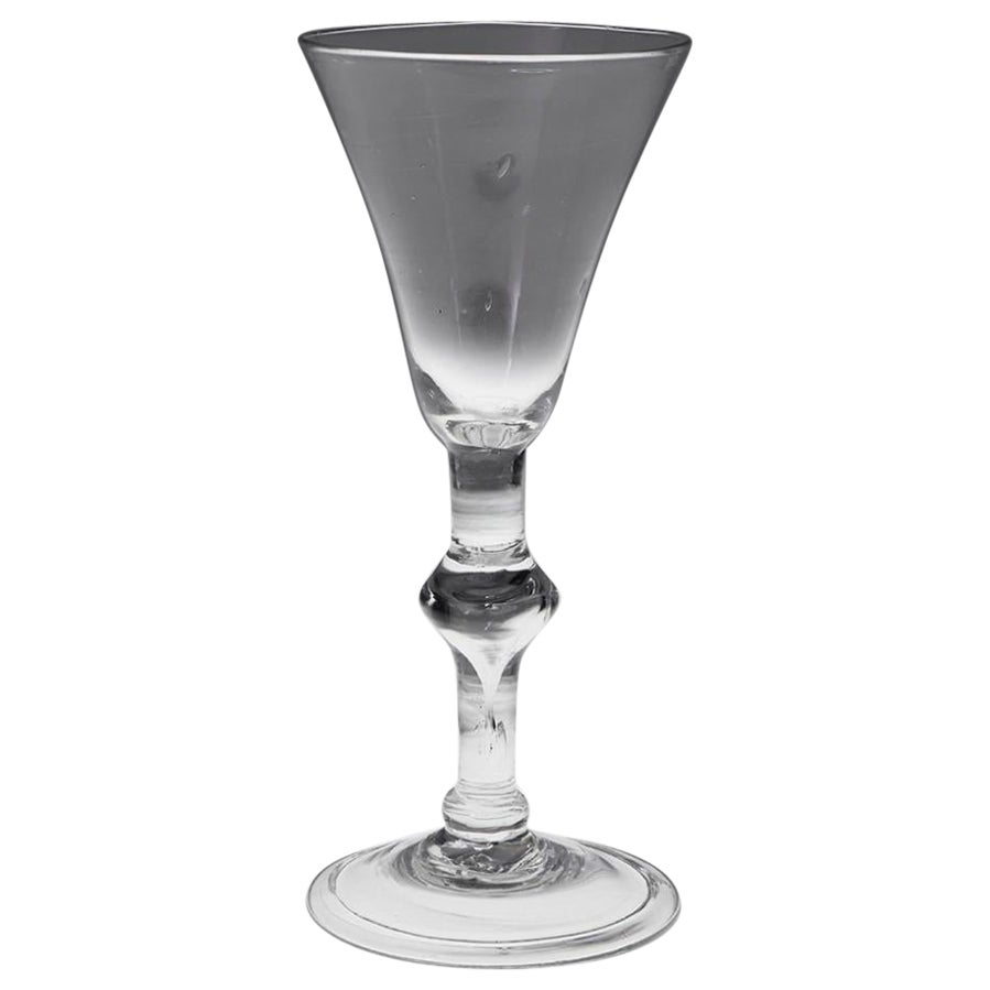 Tall Georgian Balustroid Wine Glass, c1750 For Sale