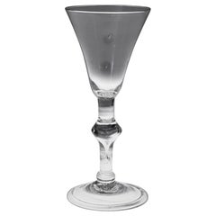 Antique Tall Georgian Balustroid Wine Glass, c1750