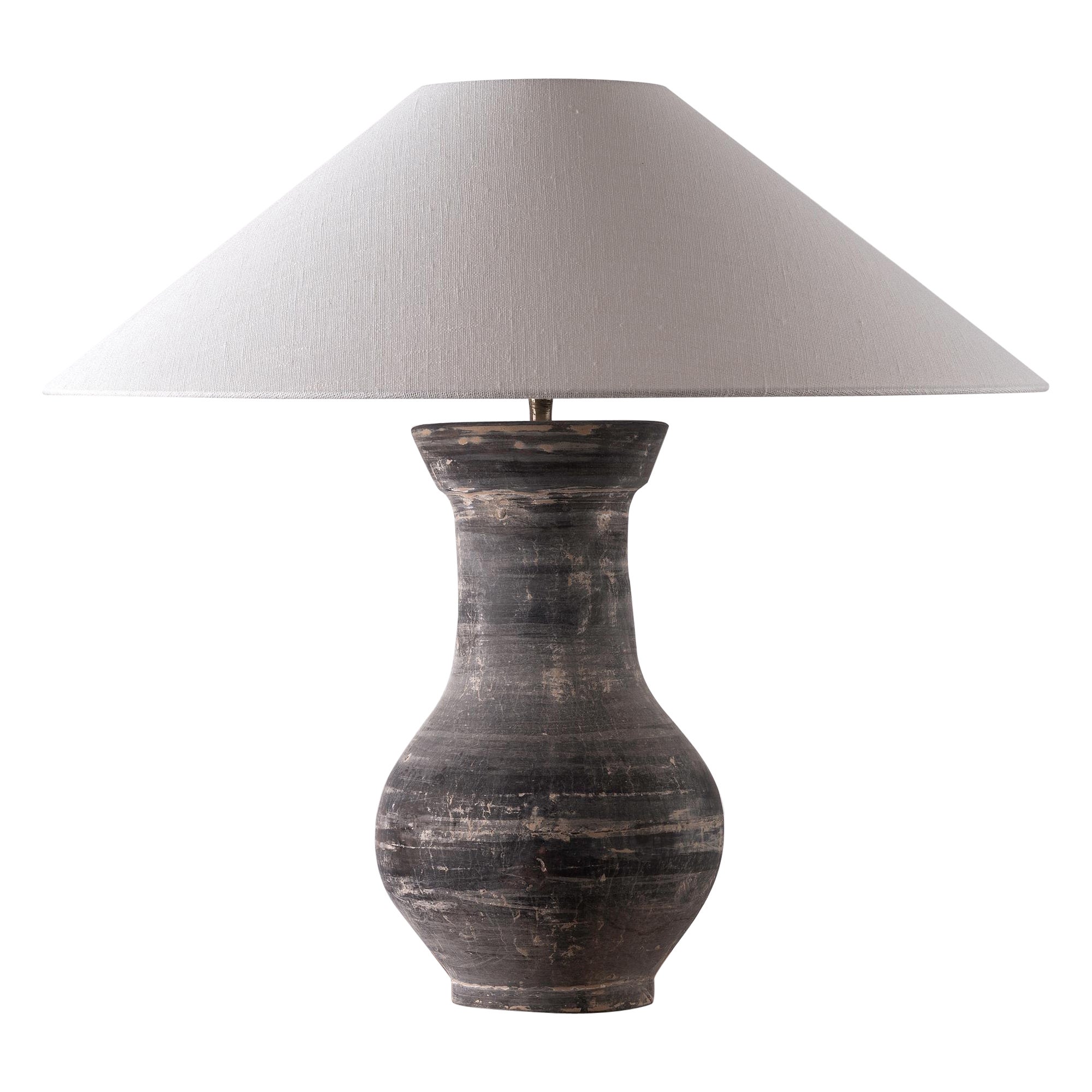 Single Han Style Lamp with Handmade Belgian Linen Shade