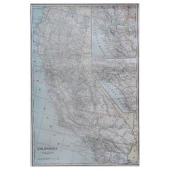 Large Original Used Map of California, USA, circa 1900