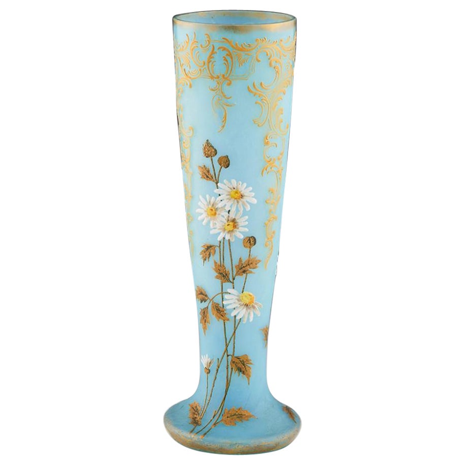 A Very Tall Legras Enamelled Cameo Vase, c1900 For Sale