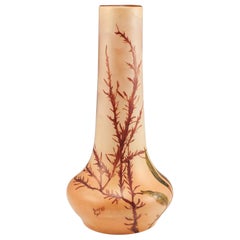 Vintage A Legras Cased and Acid Cut and Enamelled Glass Vase, c1920
